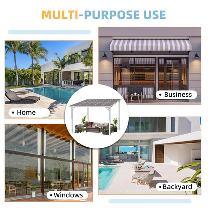 AECOJOY 10' x 10' Pergola Gazebo in White, Small Wall Mounted Pergolas and Gazebos on Clearance, Outdoor Patio Lean to Gazebo Metal Awnings for Deck, Porch, Backyard and More