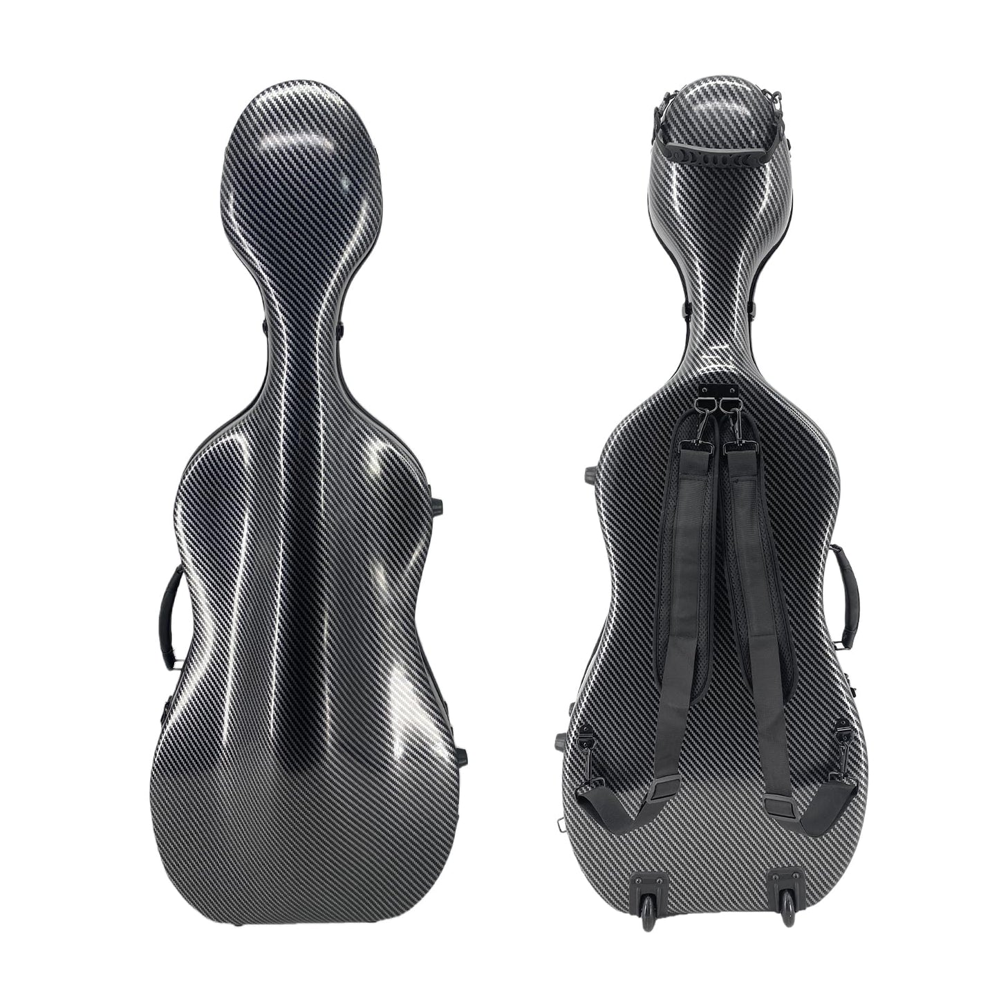 Foyarinal 1/2 Size Cello Case - Lightweight Carbon Fiber Cello Box with Wheels, Adjustable Backpack Straps & Strong Textured Black Finish, Durable Travel Protection for 1/2 Cello