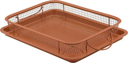 G&S Nonstick Crisper Basket Set - Durable Copper Baking Pan | 2-Piece Easy-to-Use Set