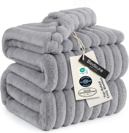 Bedsure GentleSoft Full Size Blanket - Cozy Light Grey Fleece Throw, 84x90 Inches for Ultimate Comfort