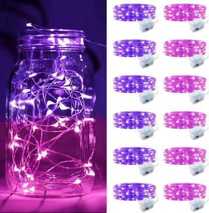 12 Pack 7Ft 20 3 ZGWJ Battery Powered Fairy Lights, Mixed Colors Mini LED Silver Wires, Modes for DIY, Party, Wedding