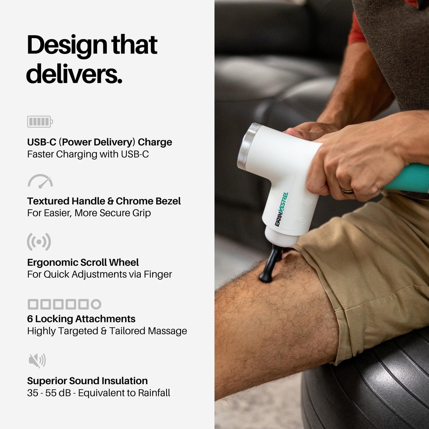Ekrin Athletics Kestrel Massage Gun: Enhanced Precision & Comfort for Superior Muscle Recovery & Wellness | Relieve Sore Muscles and Stiffness