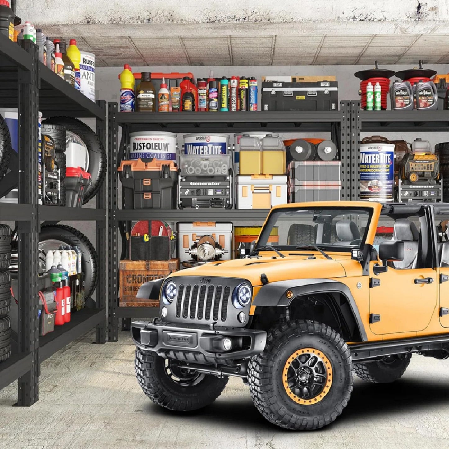 AceBeSaying 3 Tier Industrial Heavy Duty Steel Shelving Unit 4300LBS Capacity Adjustable Garage Storage Rack for Warehouse Tool Room Basement Commercial Boltless Black