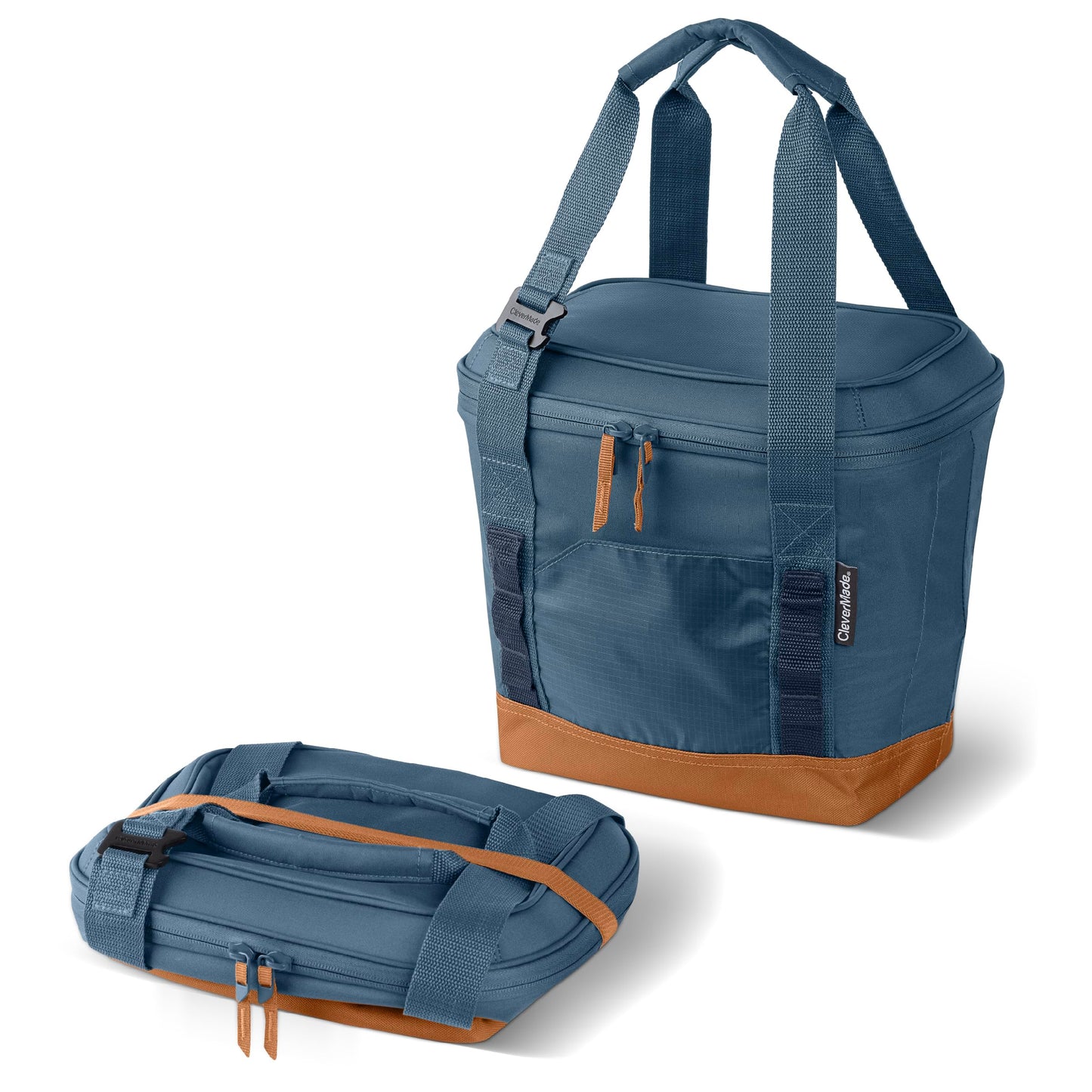 CleverMade Pacifica Collapsible Insulated Cooler Bag – 18 Can / 13 Qt Leakproof Soft Cooler for Beach, Travel, Car – Bottle Opener – Ocean