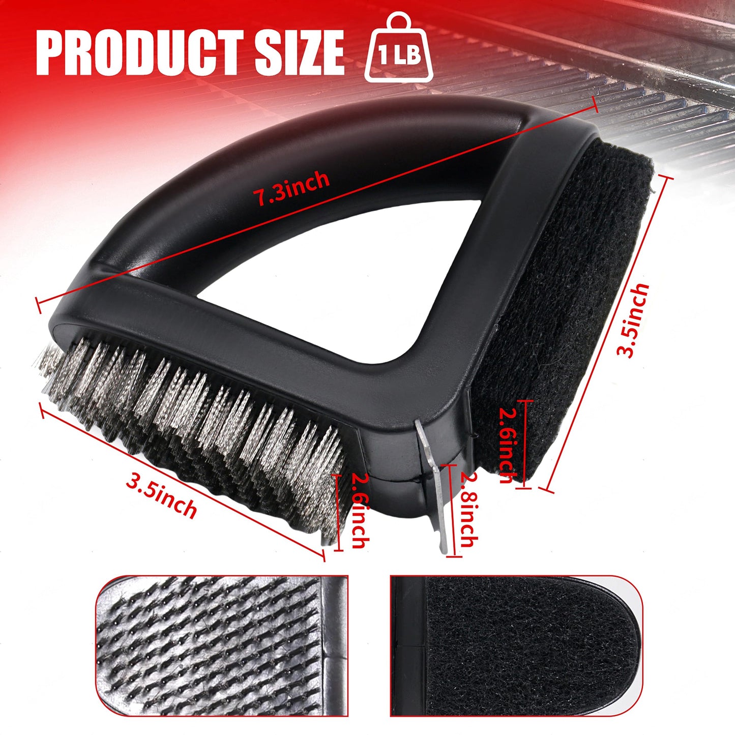 RELHP 4-in-1 Grill Brush [Bristle-Free Sponge Pad & Wire] Combined BBQ Brush,Ultra Safe & Heavy-Duty Grill Cleaner for Outdoor Grill Grill Brush and Scraper Grill Accessories Gifts for Men/Dad