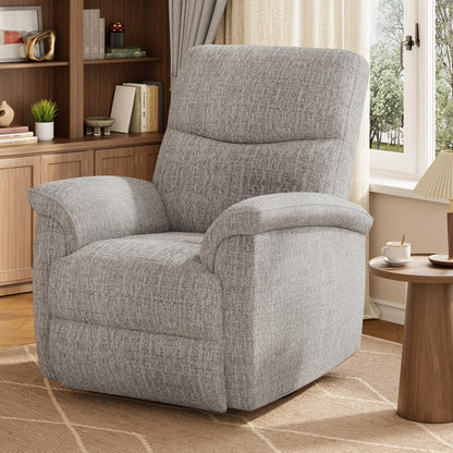 Garvee Swivel Rocker Recliner Chair, Nursery Rocker Recline Chair, Manual Chenille Reclining Armchair with 38.6" w Seat, 350 Lb Capacity, Oversized Single Sofa for Living Room Bedroom,Grey