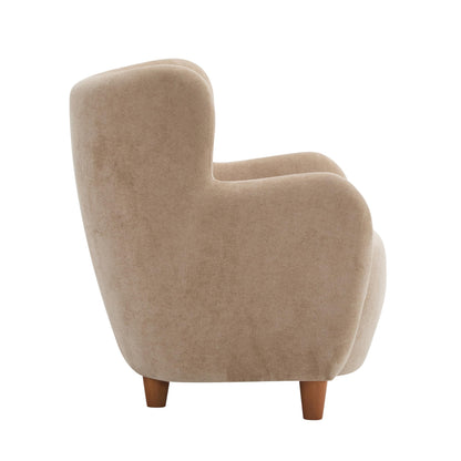 Christopher Knight Home Wingback Accent Chair, Fabric Club Chair, Upholstered Armchair, Curved Backrest Single Sofa, Soft Cushion Seating, Comft Lounge Chair for Living Room Reading Home Rest, Camel