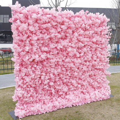 UYCVT Pink Cherry Blossoms Artificial Flower Wall Backdrop Panels, Handmade Romantic Large Wedding Backdrop 3D Floral Wall Fabric Flower Wall for Party Baby Shower Bridal Weddi-3m*3m/10 * 10FT