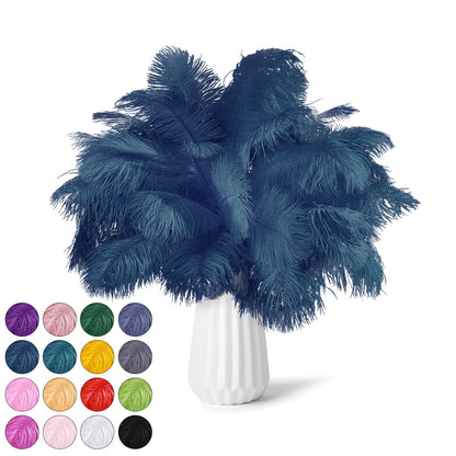 NEWONG 30pcs Navy Blue Ostrich Feathers Natural Bulk 9-12inch(23-30cm) Vase Craft Wedding Home Party Centerpieces Christmas Day Decoration