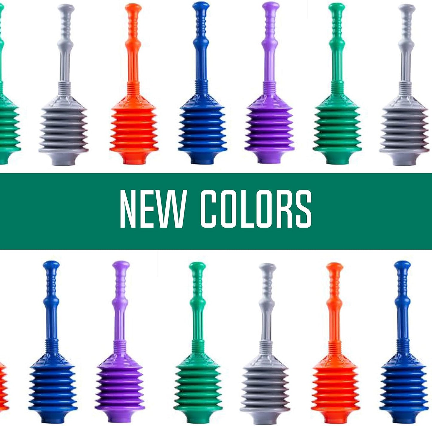 JS Jackson Supplies Professional Bellows Toilet Plunger, High Pressure Thrust for Heavy Duty Clogs, Green