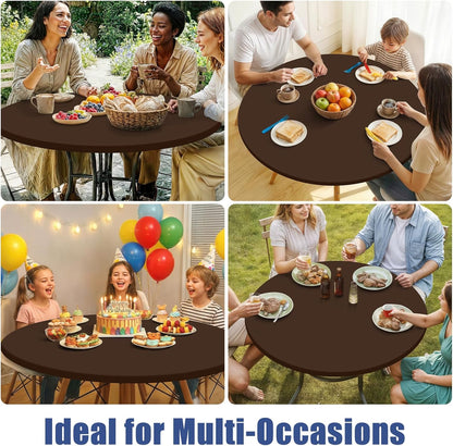 25"-30" Moosfor Round Spandex Tablecloth, Elastic Fitted Waterproof Tablecloths for Tables, Stretch Washable Picnic