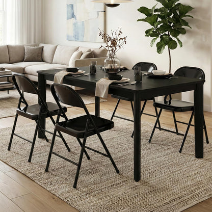 LING RONG Metal Folding Chairs 12 Pack All Steel Metal Frame Portable Commercial-Grade Foldable Chair with Double Hinged for Office Wedding Party Patio Dinning Events, Onyx Black