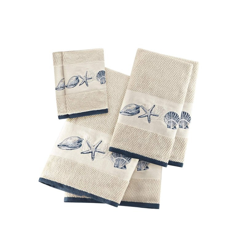 Madison Park Embroidered Cotton Jacquard 6 Piece Towel Set MP73-4967, Blue