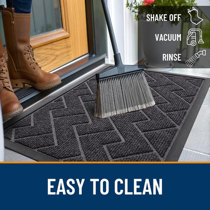 OLANLY Waterproof Front Door Mat - All-Season Indoor Outdoor Doormat | Sturdy Natural Rubber, Grey (36x24)
