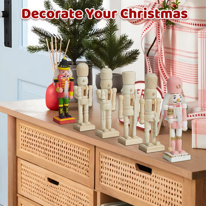 CUKBLESS 72 PCS Christmas Wooden Nutcracker to Paint Kit,24-Pack of 5 Inch Unpainted Nutcracker Figures with Beards,Hair,Brushes & Paint for DIY Craft Ornaments