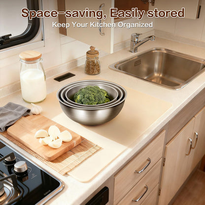 Gronivex Stainless Steel Mixing Bowls Set, Food Grade 304, Dishwasher Safe & Stackable for Baking, Tossing Salads, and Meal Prep for Your Kitchen (3 pack-1.45,2.22,3.38qt, no lid)