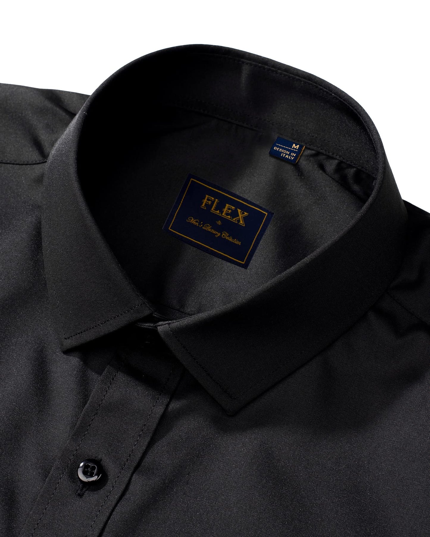 J.VER Men's Dress Shirts Solid Long Sleeve Stretch Wrinkle-Free Formal Shirt Business Casual Button Down Shirts Black Small
