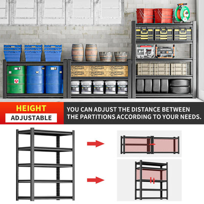 OLLRRACT Garage Shelving Heavy Duty, 5 Tier Metal Storage Shelf Unit for Industrial and Utility Use - Durable Metal Shelf Organizer, Garage Storage Shelf 18" D x48 W x78 H（2 Pieces）