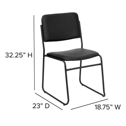 Flash Furniture 4 Pk. HERCULES Series 1000 lb. Capacity High Density Black Vinyl Stacking Chair with Sled Base