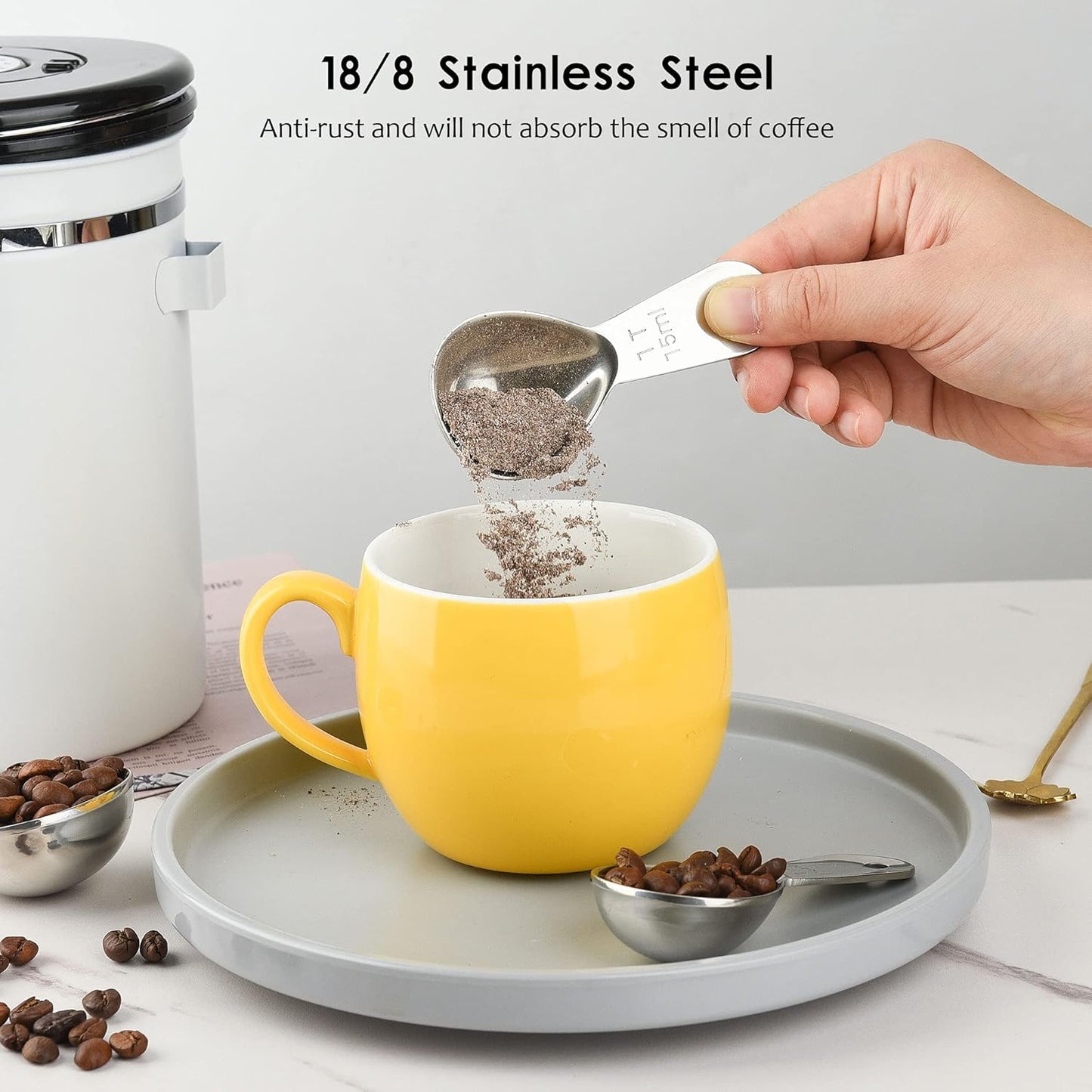 Smithccraft Measuring Coffee Scoop - 18/8 Stainless Steel Set of 2, Metric & US Tablespoons 15ml and 30ml