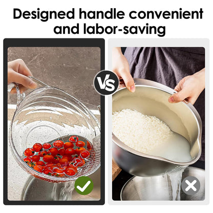 2-In-1 Rice Strainer,Large Rice Washer Beans Washer Strainers And Colanders - Washing Bowl for Fruit Washing Bowl With Strainer,Rice Washing Bowl Multifunctional Drain Basket (White)