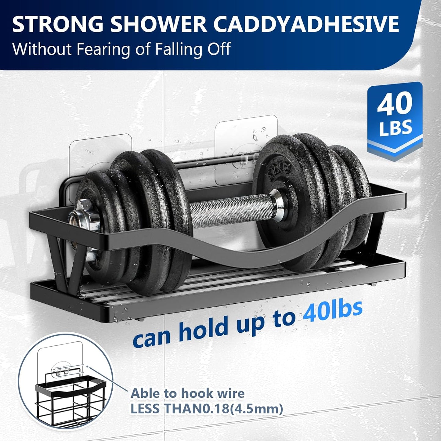 14-Pack FGSAEOR Shower Caddy Adhesive Single Hooks for Replacement, Shower Holder Organizer Self Adhesive Wall Hooks
