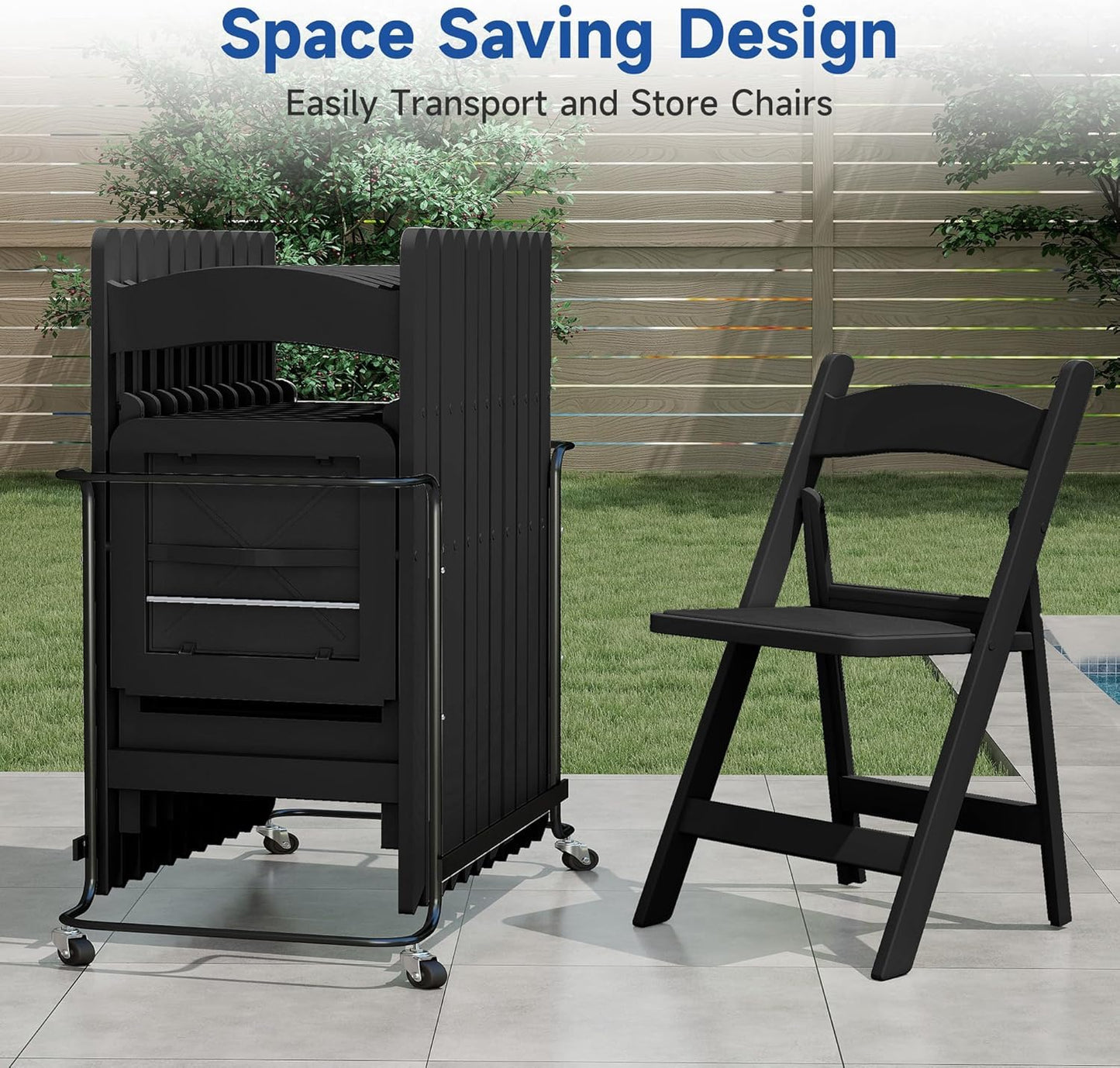 Stackable Black Resin Folding Chairs - 12 Pack, Lightweight with Padded Seats, 800lb Capacity, Ideal for Indoor/Outdoor Events, Comfortable & Portable Seating Black 4 Pack (Black, 2)