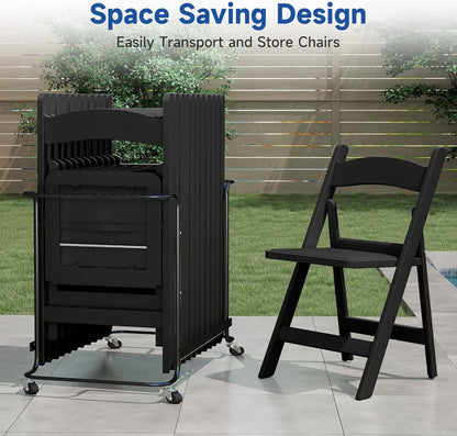 Stackable Black Resin Folding Chairs - 12 Pack, Lightweight with Padded Seats, 800lb Capacity, Ideal for Indoor/Outdoor Events, Comfortable & Portable Seating Black 4 Pack (Black, 2)