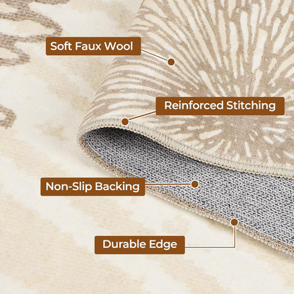 5x7 DecorBeige/Brown,5'x7' WITSHOCK Area Rugs for Living Room: Beige Floral Washable Rugs for Bedroom Dining Room