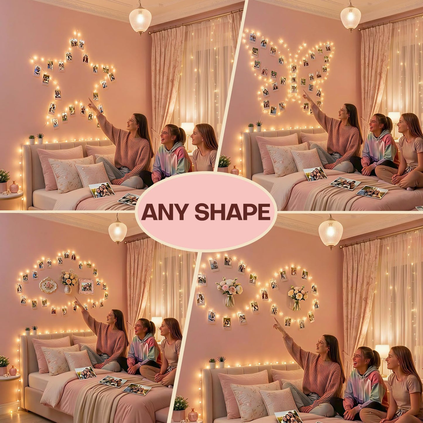 BRYUBR 40Ft 120LED 50 8 Teen Girl Gifts Trendy Stuff: Aesthetic Hanging Picture Fairy Lights with Clips - Modes