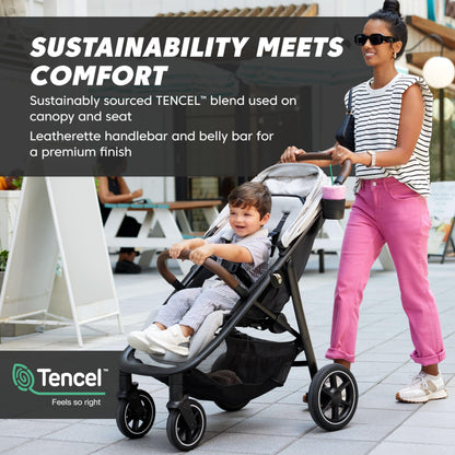 Baby Jogger® City Mini Air Lightweight Stroller, Compact Baby Stroller with All-Terrain Wheel Suspension Adjustable Seat with Calf Support Compact Fold, Frosted Ivory