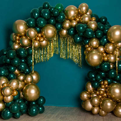 RUBFAC 129pcs Metallic Gold Balloons Different Sizes 18 12 10 5 Inch, Latex Balloon Garland Arch Kit for Party Graduation Wedding Holiday Happy Birthday Decoration