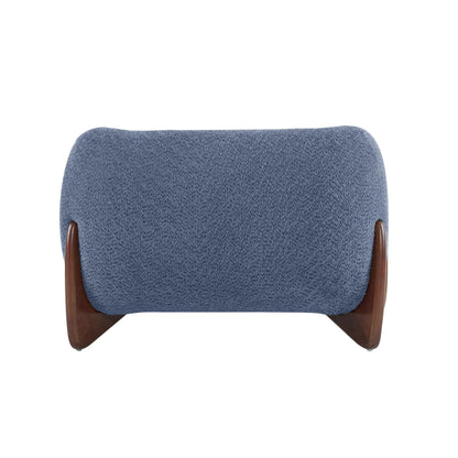 Christopher Knight Home Holly Modern Boucle Fabric Upholstered Club Chair for Living Room, Home Office, Apartment, Relaxing Chair with Removable Cushion and Birch Wood Legs, Blue + Walnut