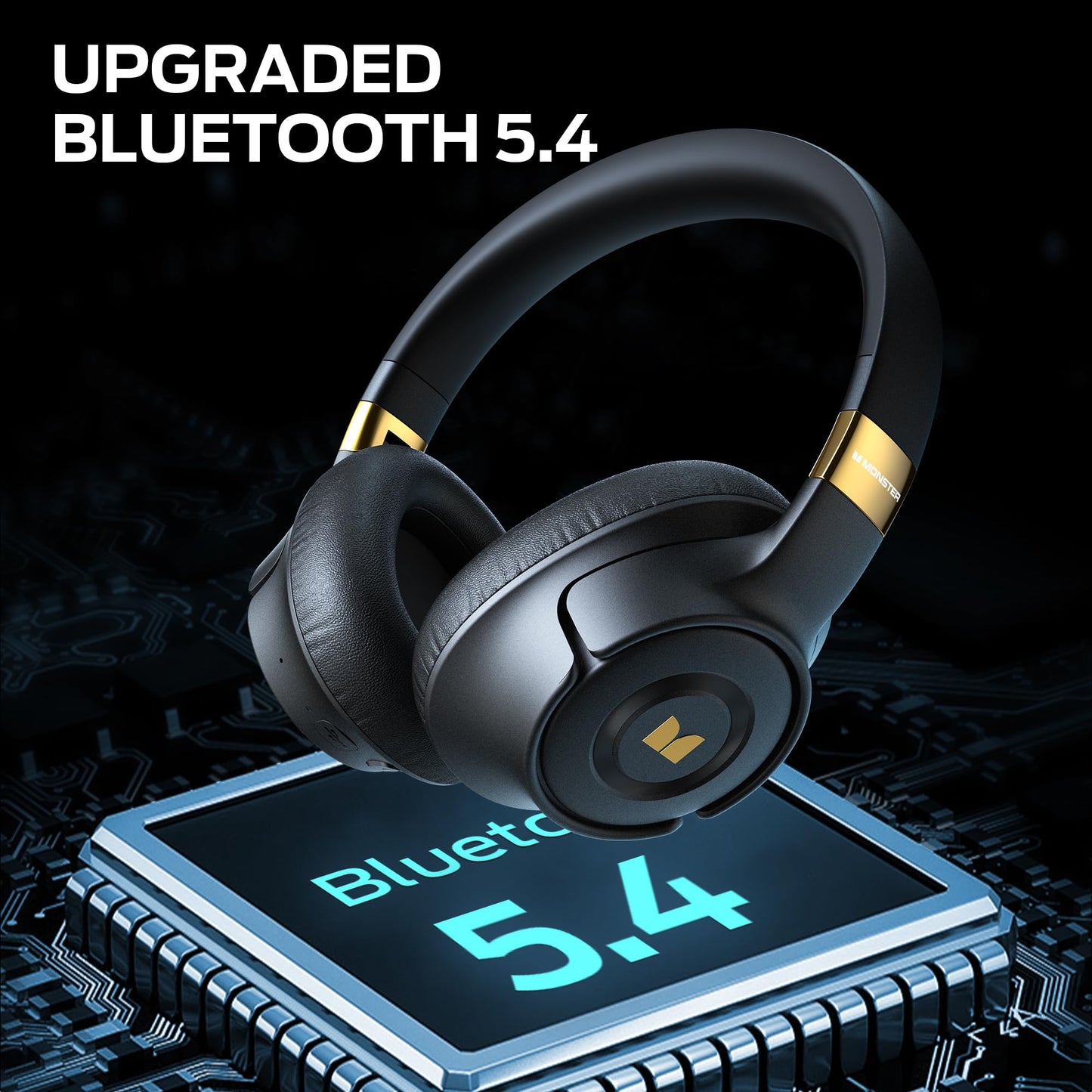 Monster Persona SE ANC Active Noise Cancelling Headphones, Over Ear Bluetooth Headphones Wireless, 60H Playtime, HiFi Stereo Audio, Deep Bass, Built-in Mic, Memory Foam Ear Cups for Home (Black)