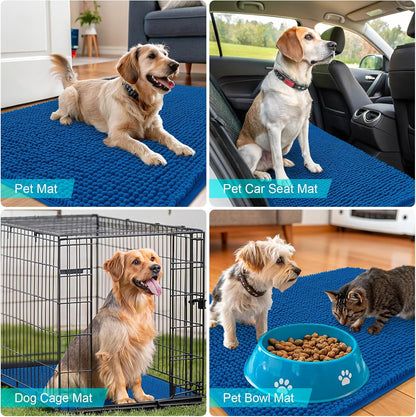 OLANLY Dog Door Mat - Absorbent Non-Slip Washable Doormat for Muddy Paws | 47x17 Deep Navy Blue