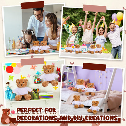 40 Pcs Make Your Own Stuffed Animal Bear Kit DIY 2026 Graduation Plush Gift 10 Pcs 9.84 Inches Rose Velvet Bear 10 White T Shirt 10 Set 12 Color Pen and Card for Graduates Party Craft Gift(Brown)