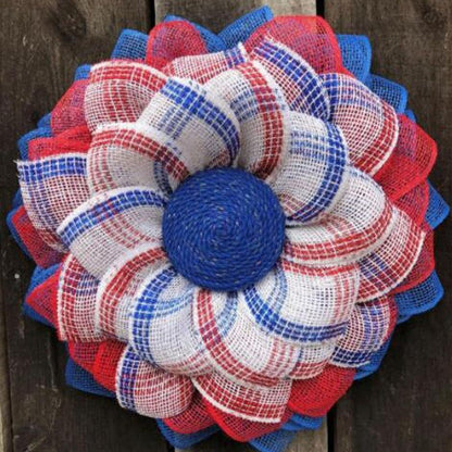 JStnana 3 Rolls Red White and Blue Stripe Deco Mesh Ribbon, 6 Inch x 30FT Per Roll Metallic Foil Burlap Deco Mesh Fabric for 4th of July Independence Day PatrioticWreath Swags Bow Making DIY Craft