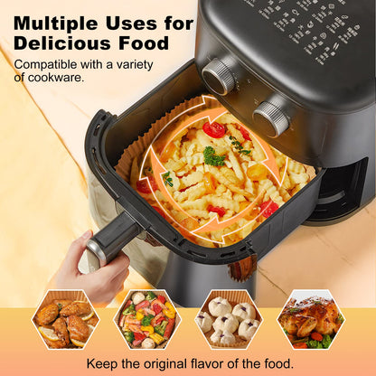 Air Fryer Disposable Paper Liners - 150Pcs 8In Square Parchment Paper Non-Stick Airfryer Basket Liners for Steamer Microwave Oven, Deep Fryer Parts & Accessories