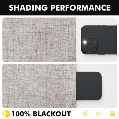 MIULEE 100% Blackout Linen Curtains for Bedroom, Ivory Solid Luxury Decor Thermal Insulation Room Darkening Drapes for Living Room Back Tab Rod Pocket 42 x 84 Inches, 2 Panels