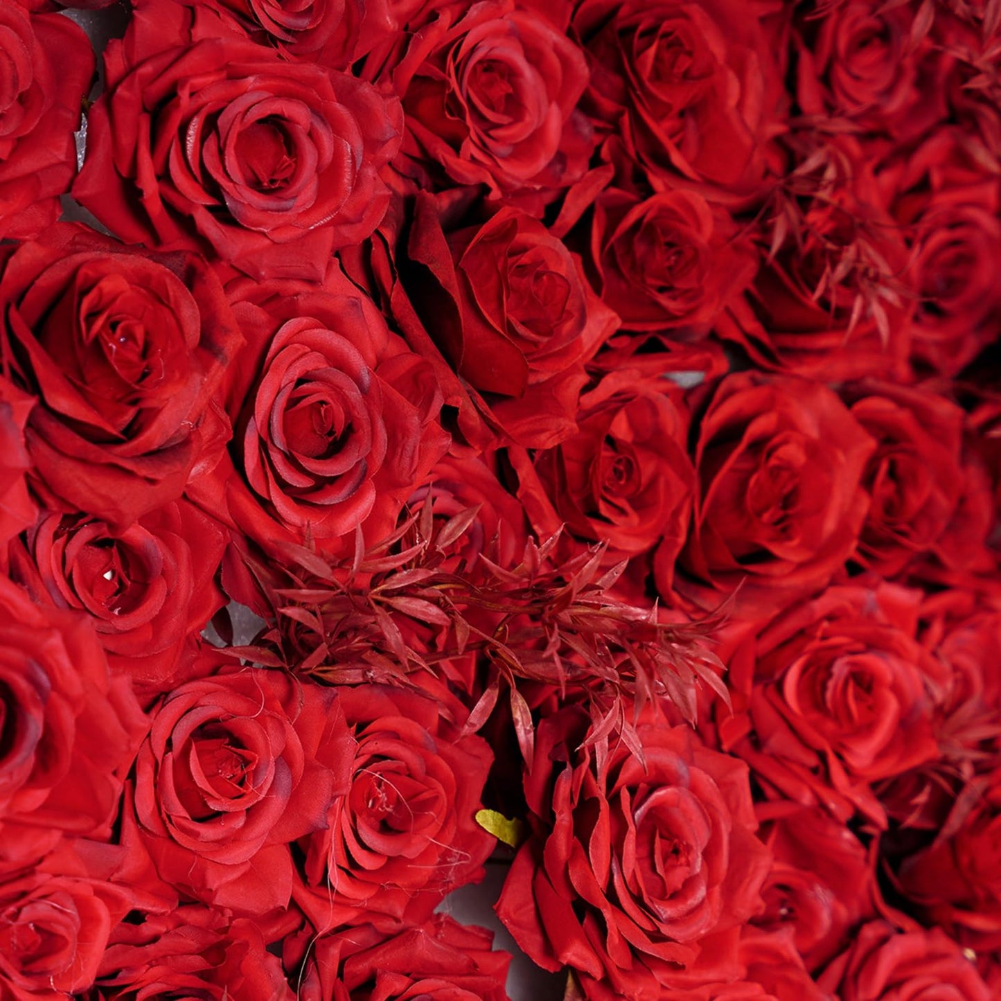 UYCVT Handmade Romantic Red Rose Wall Large Artificial Flower Wall Backdrop Panels, Rose Wedding Backdrop 3D Floral Wall Fabric Flower Wall for Party Baby Shower Bridal Wedding-1m*1m/3.28 * 3.28FT