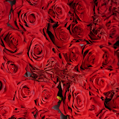 UYCVT Handmade Romantic Red Rose Wall Large Artificial Flower Wall Backdrop Panels, Rose Wedding Backdrop 3D Floral Wall Fabric Flower Wall for Party Baby Shower Bridal Wedding-1m*1m/3.28 * 3.28FT