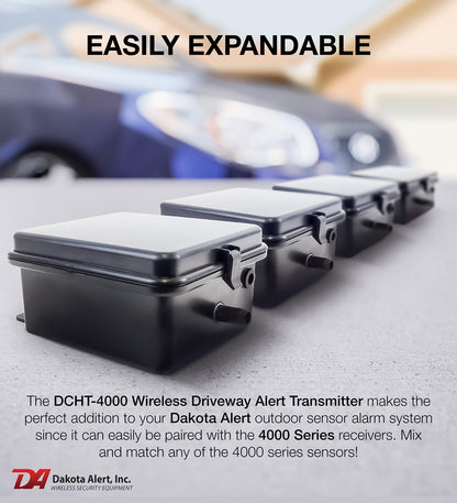 Dakota Alert DCHT-4000 Rubber Hose Driveway Alarm Sensor – Wireless Vehicle Detection Transmitter with 25-FT Hose, 1-Mile Range, Compatible with Dakota Alert 4000 Series Receivers