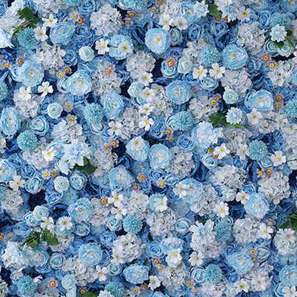 UYCVT Handmade Blue Flower Roses Wall Large Artificial Flower Wall Backdrop Panels, Rose Wedding Backdrop 3D Floral Wall Fabric Flower Wall for Party Baby Shower Bridal Wedding-3m*3m/10 * 10FT