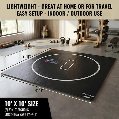 Dollamur 10’x10’x1.25” Wrestling Mat, Home Workouts, Exercise, with Circles, FLEXI-Connect®