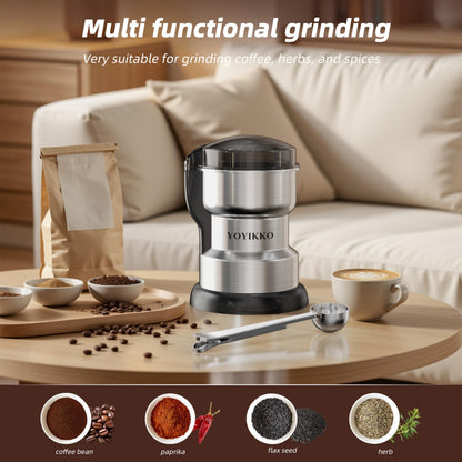 Electric Coffee Grinder 300W, Adjustable Grind, Espresso/Drip/Pour. Coffee Grinder for Coffee, Spices, and Other Foods (silvery-148)
