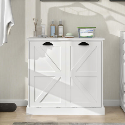 Two Compartment Tilt Out Laundry Sorter Cabinet White