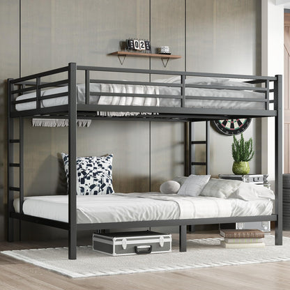 Bellemave Adults Bunk Bed Queen Size, Queen Size Bunk Beds Frame with Safety Guardrail and Build in Ladder, Easy Assemble Bunkbeds, Mattress Not Included, Black