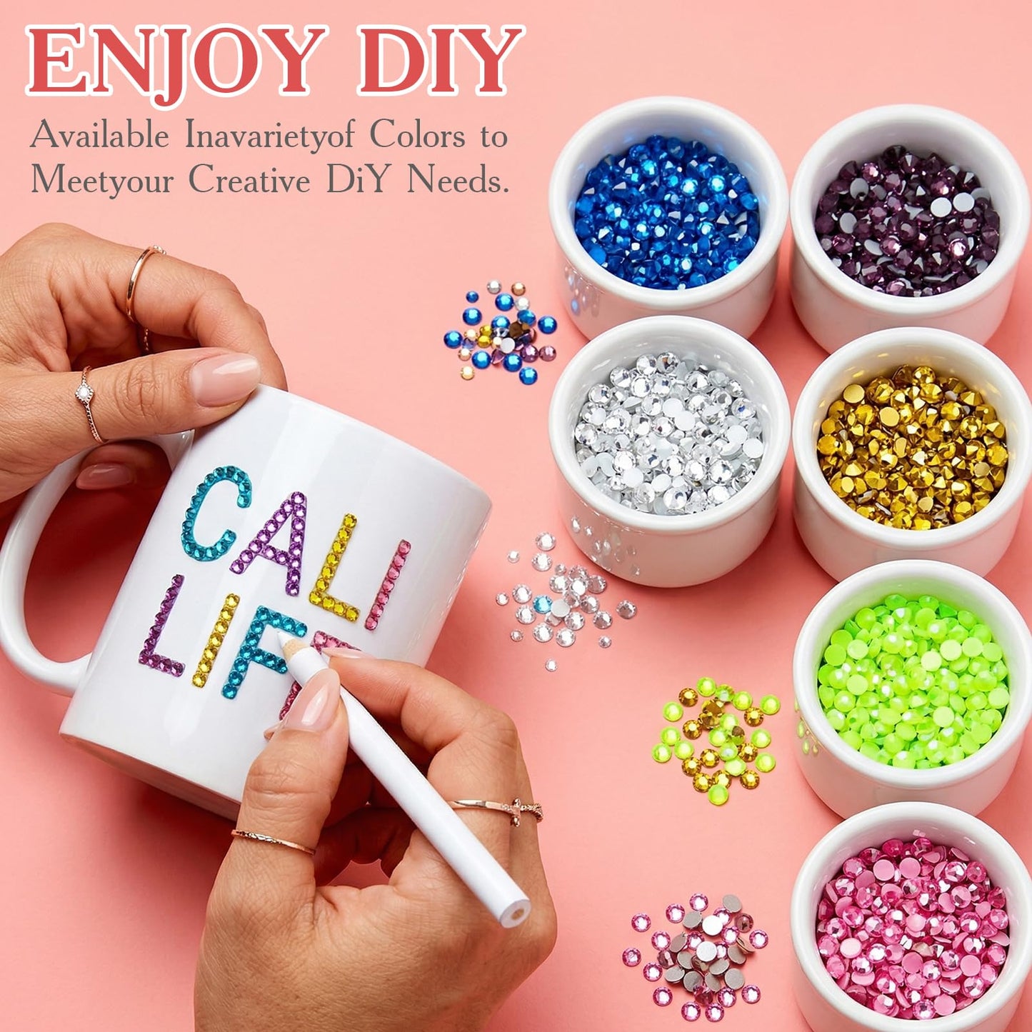 80000Pcs Bedazzling Kit with 3mm Rhinestones, 42 Colors Resin Flatback Nail Rhinestones, Bedazzler Kit with 3 B7000 Glue, Tweezers & Pen, Gems for Crafts, Clothes, Tumblers, Nail Art