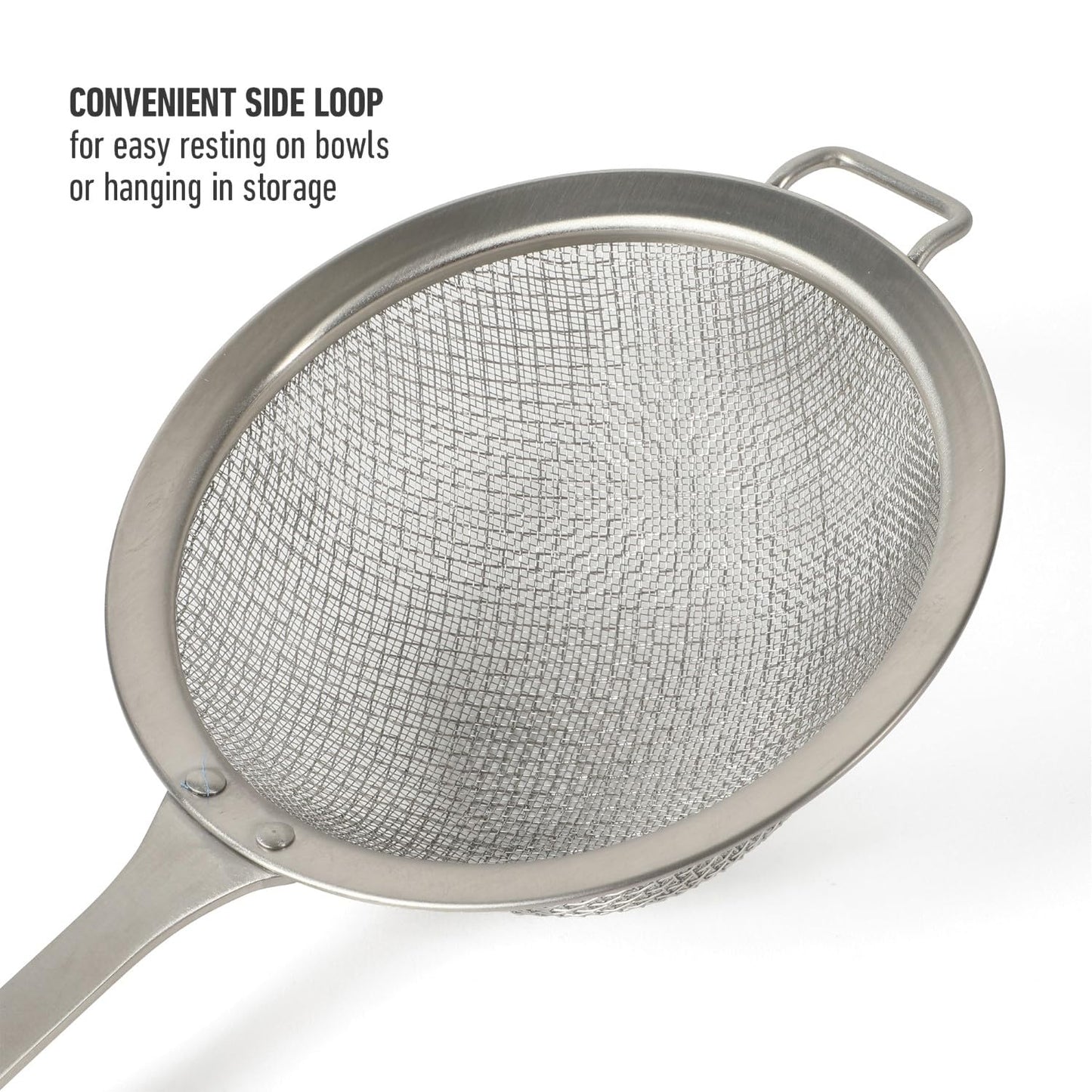 Calphalon Edge Stainless Steel Strainer w/Thermoplastic Rubber Handle - Taupe
