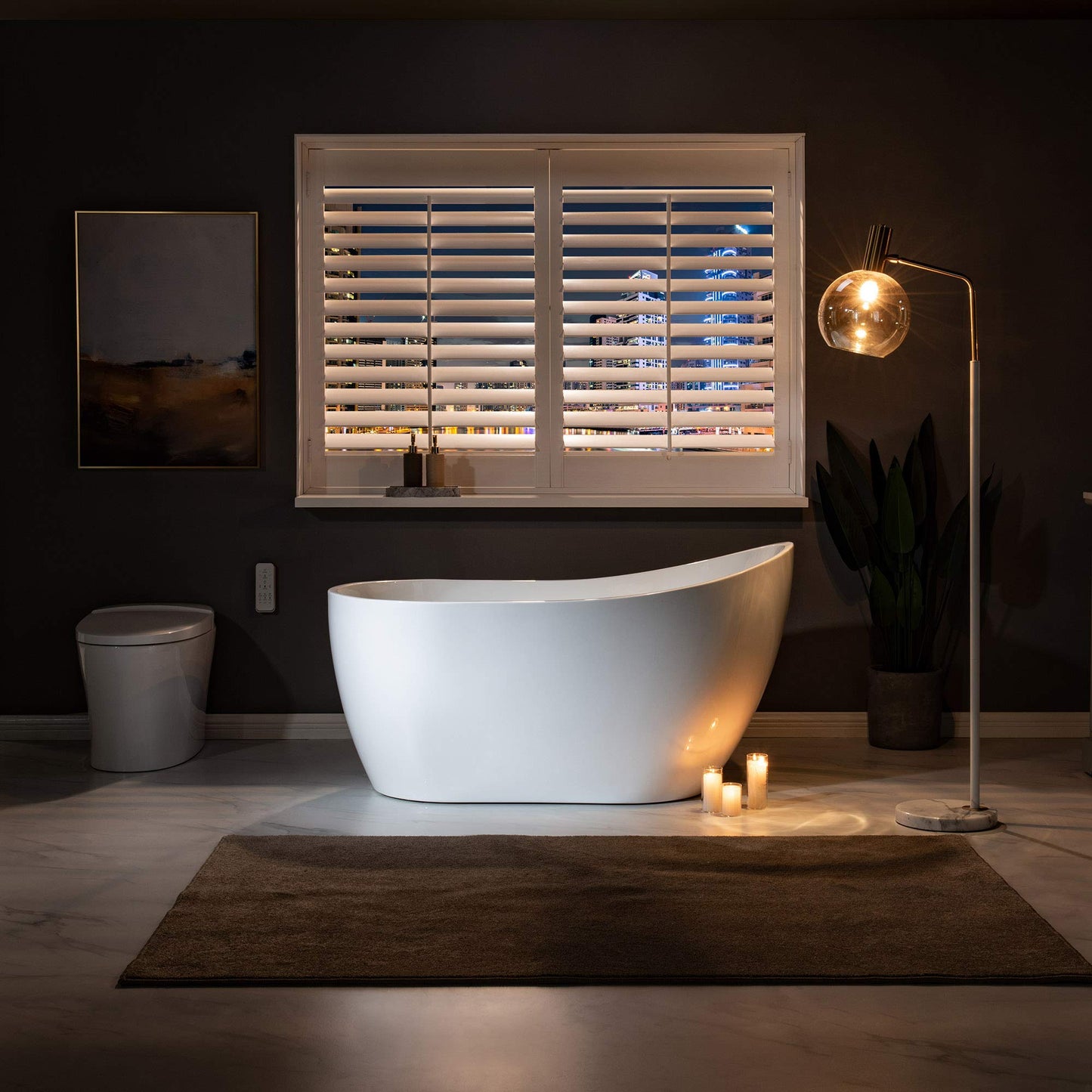 WOODBRIDGE 54"Acrylic Freestanding Bathtub Contemporary Soaking Tub,White Acrylic,Brushed Nickel Drain/Overflow,B0006-B/N-Drain&O